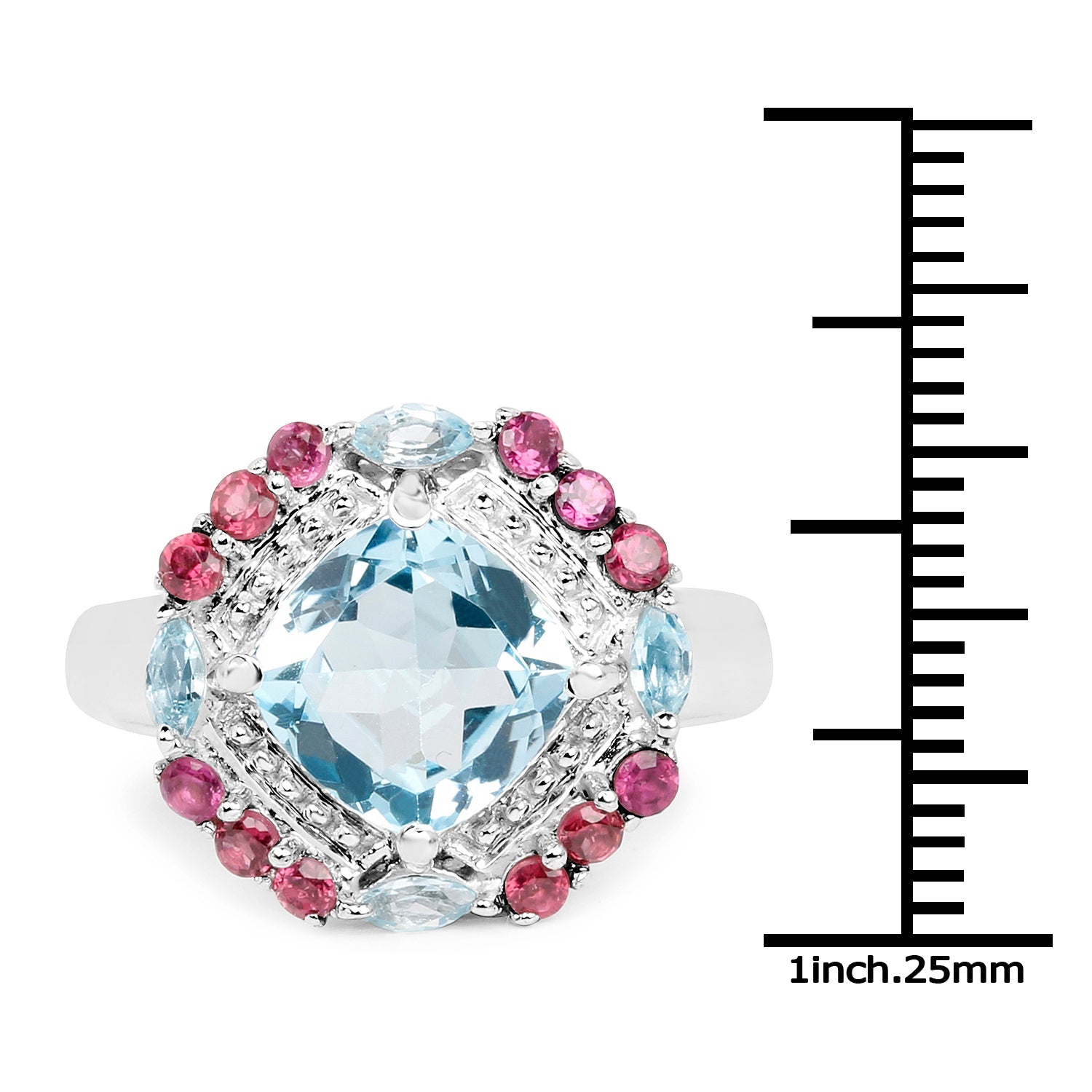 4.73 Carat Genuine Blue Topaz and Rhodolite .925 Sterling Silver Ring by Bids.com