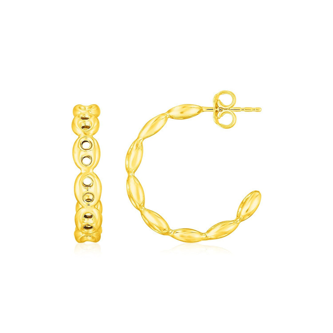 14K Yellow Gold Hoop Mariner Chain Earrings by Bids.com