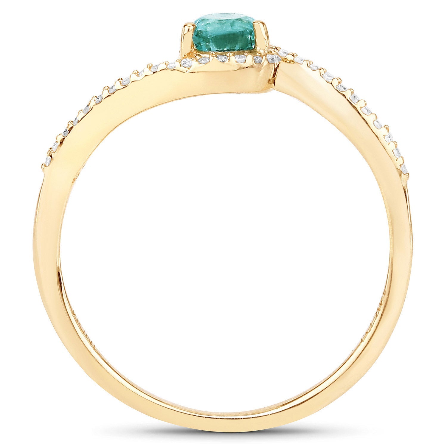 0.33 Carat Genuine Zambian Emerald and White Diamond 14K Yellow Gold Ring by Bids.com