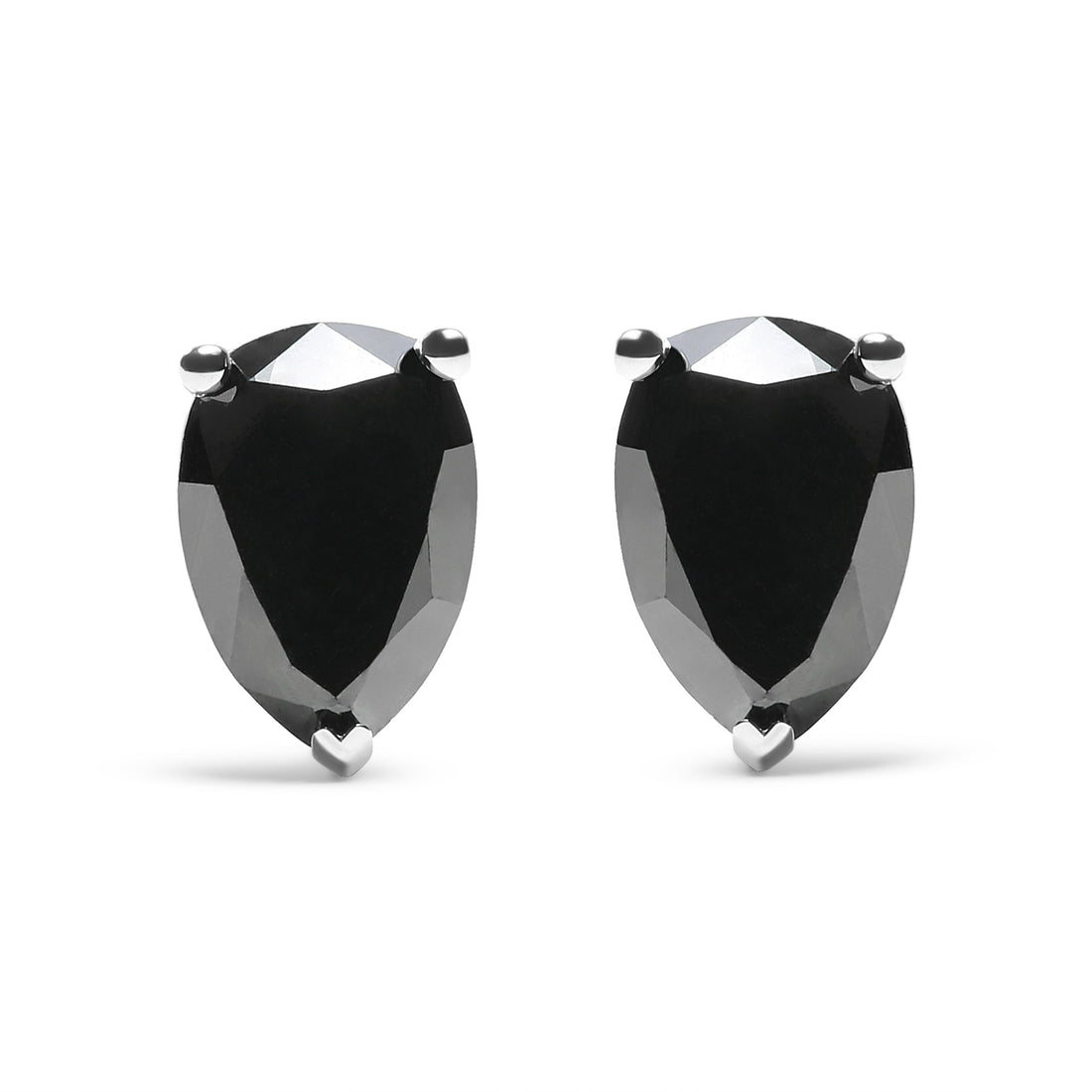 14K White Gold 2.00 Cttw Pear Cut Black Diamond Stud Earrings by Bids.com
