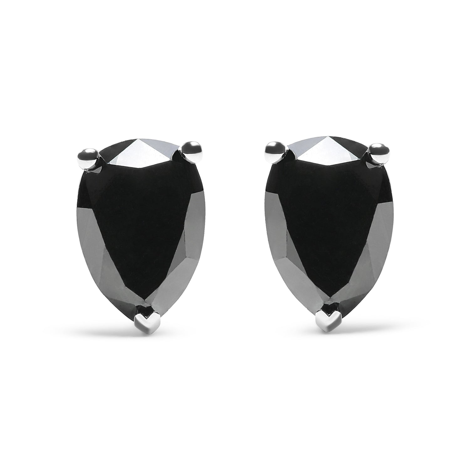 14K White Gold 2.00 Cttw Pear Cut Black Diamond Stud Earrings by Bids.com