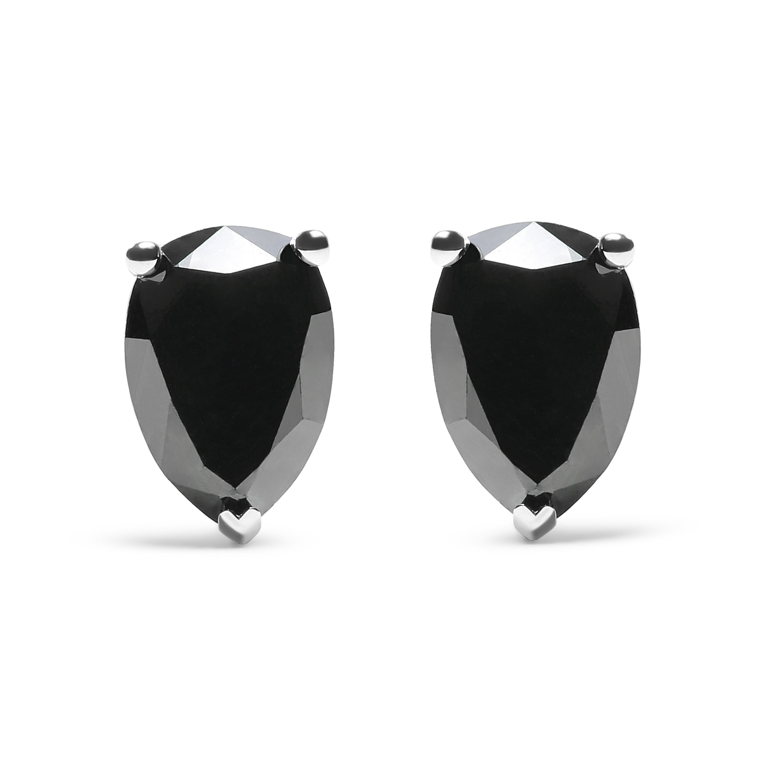 14K White Gold 2.00 Cttw Pear Cut Black Diamond Stud Earrings by Bids.com