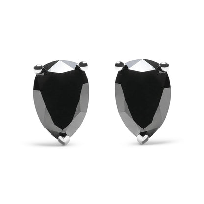 14K White Gold 2.00 Cttw Pear Cut Black Diamond Stud Earrings by Bids.com
