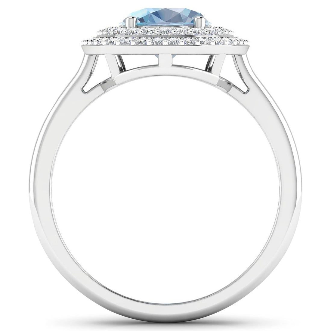 1.72 Carat Genuine Aquamarine and White Diamond 14K White Gold Ring by Bids.com