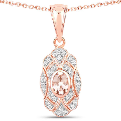 0.52 Carat Genuine Morganite and White Topaz .925 Sterling Silver Pendant by Bids.com
