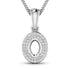 0.17 Carat Genuine White Diamond 14K White Gold Semi Mount Pendant - holds 7x5mm Oval Gemstone  DestGlow