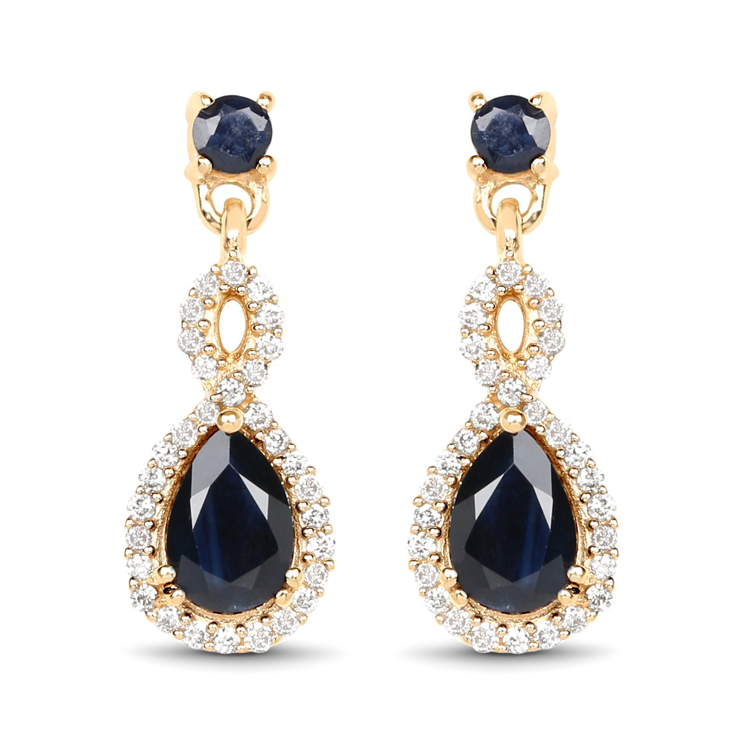 1.19 Carat Genuine Blue Sapphire and White Diamond 14K Yellow Gold Earrings by Bids.com