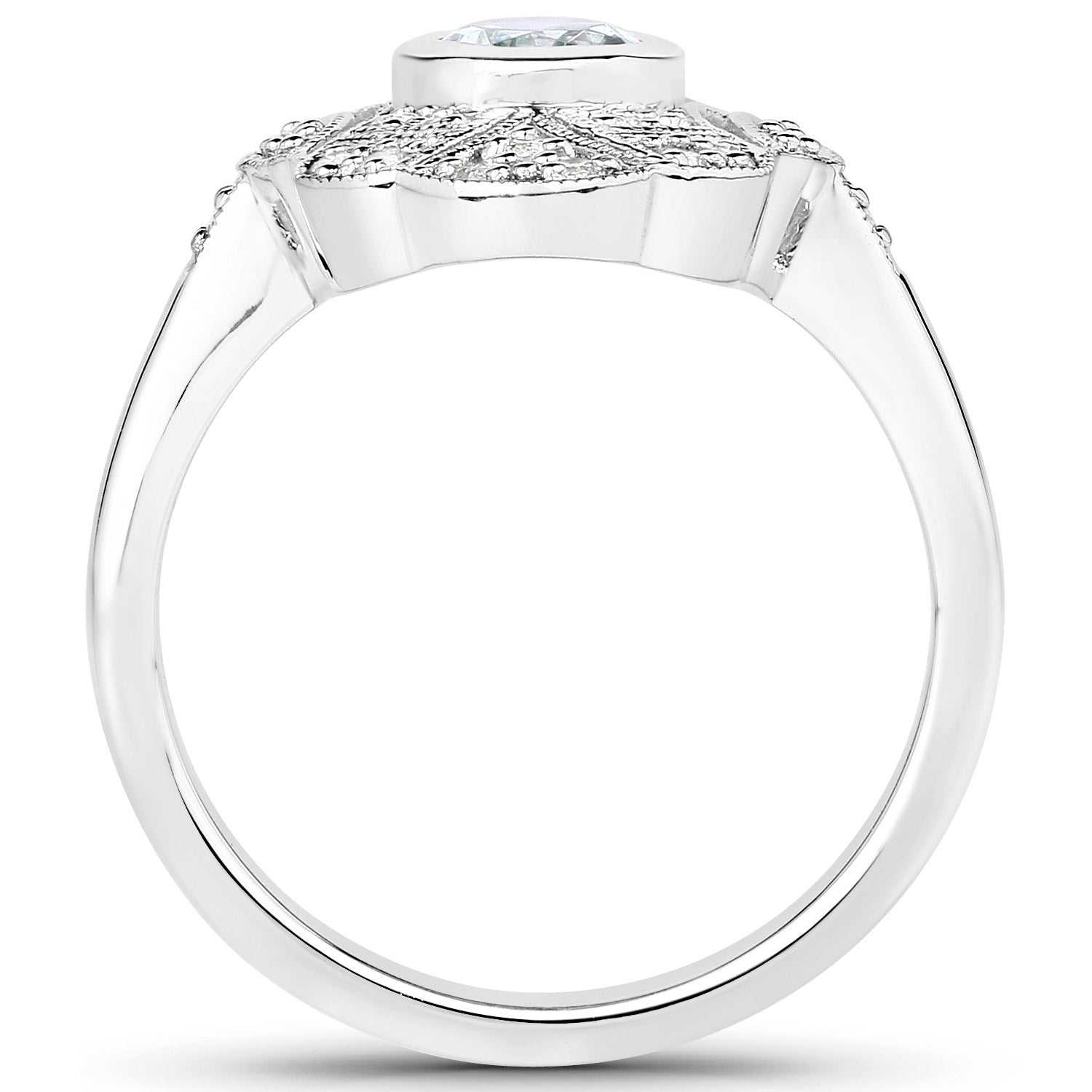 1.02 Carat Genuine Aquamarine and White Topaz .925 Sterling Silver Ring by Bids.com