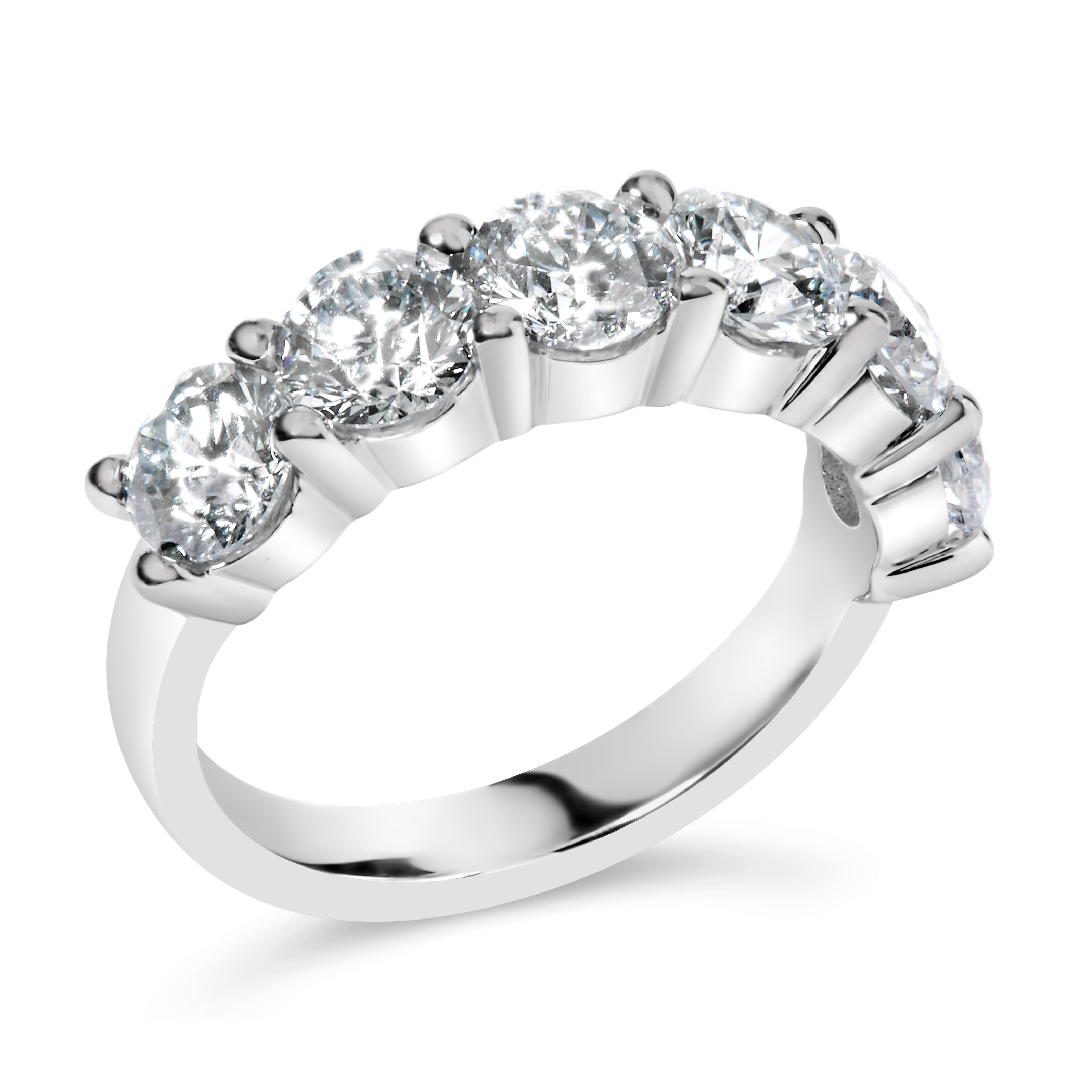 14K White Gold 3.0 Cttw Lab-Grown Diamond Shared Prong Set 6 Stone Band Ring (G-H Color, VS2-SI1 Clarity) - Ring Size 7  DestGlow