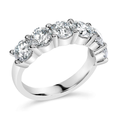 14K White Gold 3.0 Cttw Lab-Grown Diamond Shared Prong Set 6 Stone Band Ring (G-H Color, VS2-SI1 Clarity) - Ring Size 7  DestGlow