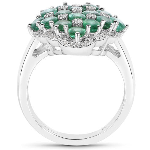 2.68 Carat Genuine Zambian Emerald and White Zircon .925 Sterling Silver Ring by Bids.com