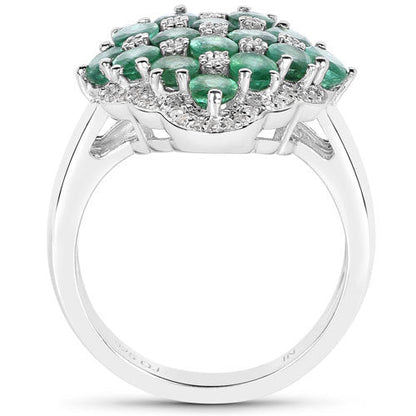 2.68 Carat Genuine Zambian Emerald and White Zircon .925 Sterling Silver Ring by Bids.com