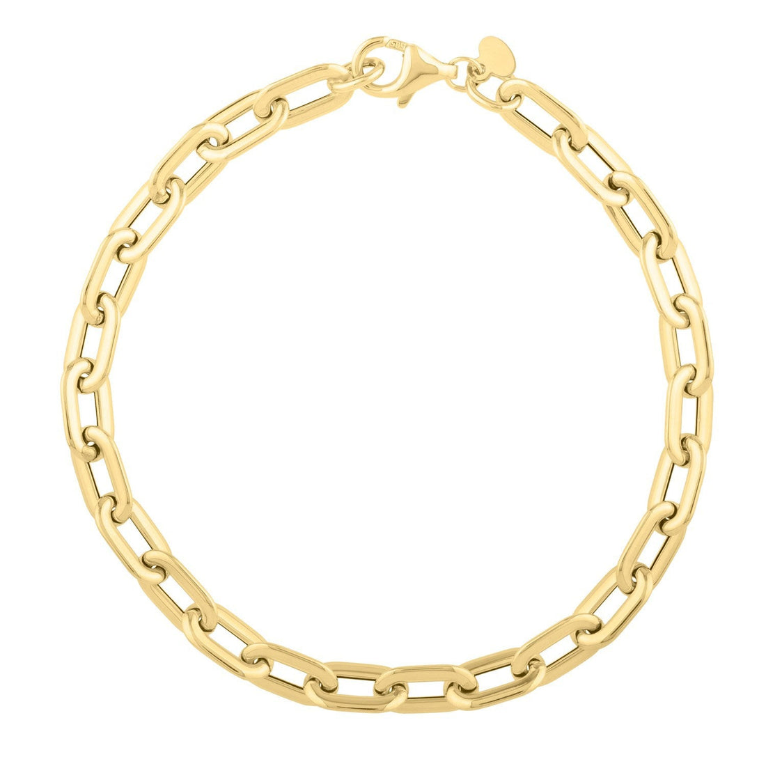 14k Yellow Gold Oval Domed Paperclip Chain Bracelet (5.30 mm) by Bids.com