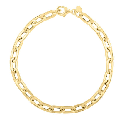 14k Yellow Gold Oval Domed Paperclip Chain Bracelet (5.30 mm) by Bids.com