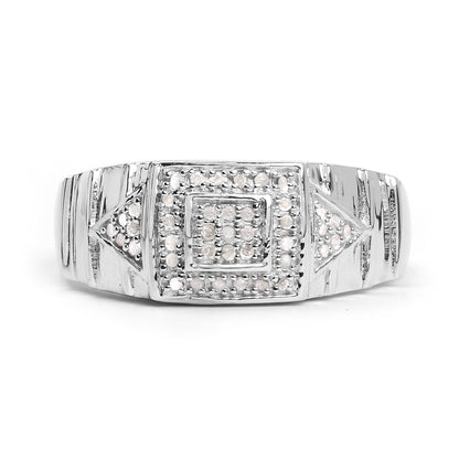 14K White Gold Plated 0.21 Carat Genuine White Diamond .925 Sterling Silver Ring by Bids.com