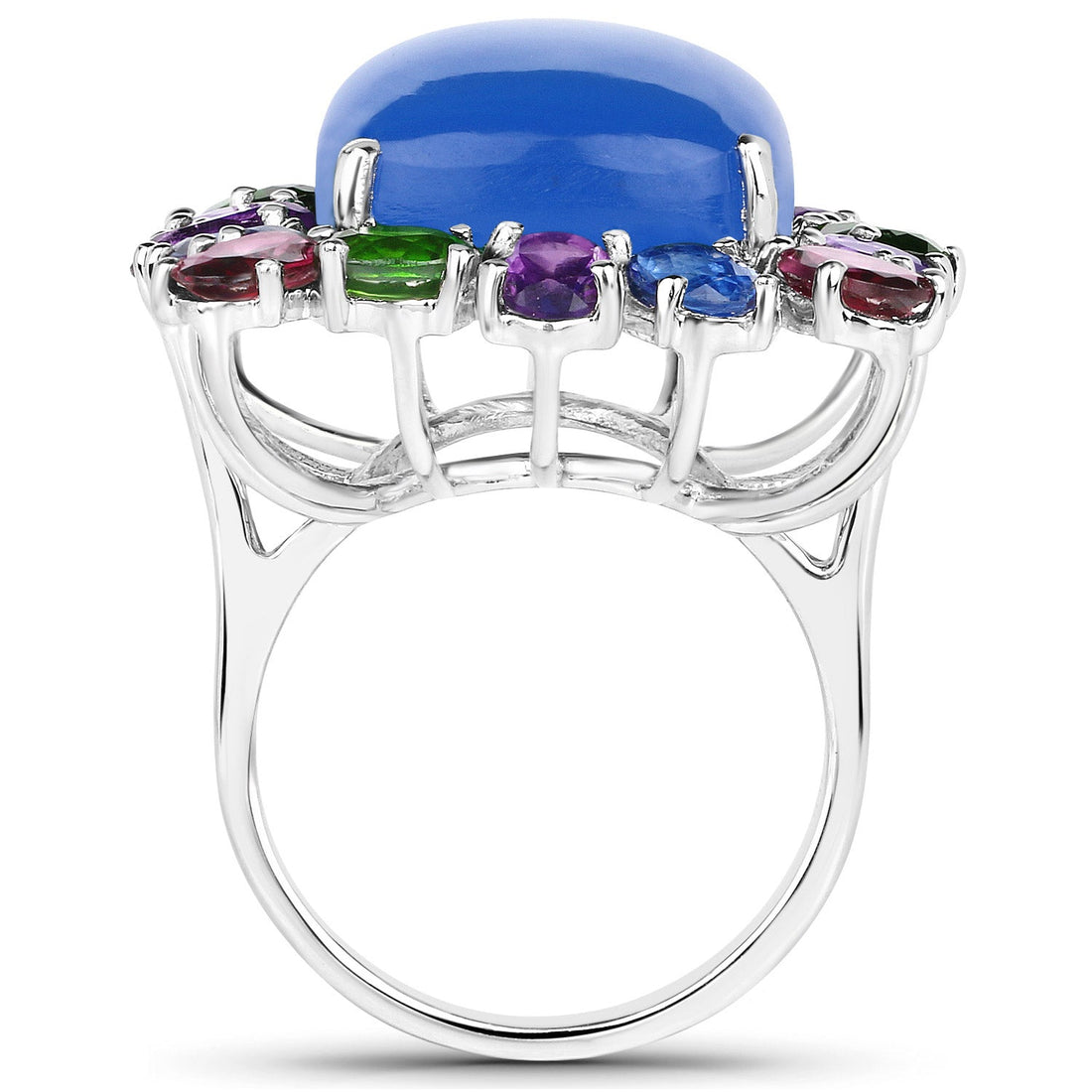 26.67 Carat Genuine Multi Stones .925 Sterling Silver Ring by Bids.com