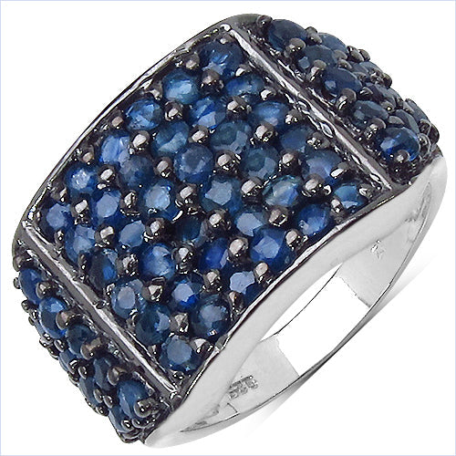 2.86 Carat Genuine Blue Sapphire .925 Sterling Silver Ring by Bids.com