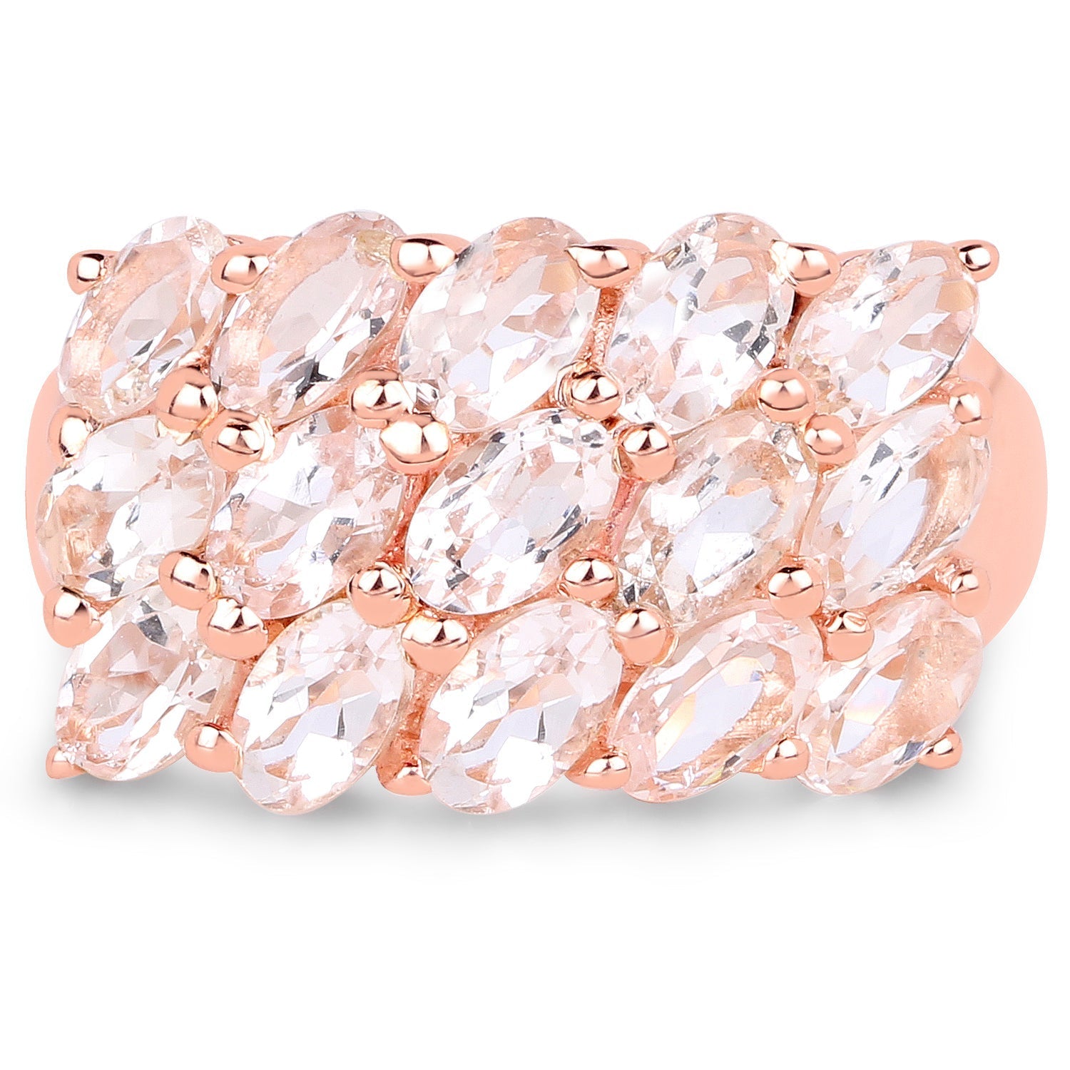 18K Rose Gold Plated 3.30 Carat Genuine Morganite .925 Sterling Silver Ring  DestGlow