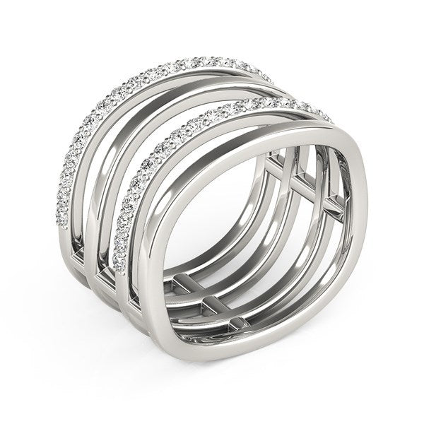 14k White Gold Multiple Band Design Ring with Diamonds (3/8 cttw) by Bids.com