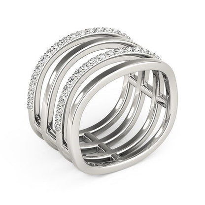 14k White Gold Multiple Band Design Ring with Diamonds (3/8 cttw) by Bids.com