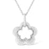 Matte Finished .925 Sterling Silver Diamond Accent Double Flower Shape 18" Satin Finished Pendant Necklace (I-J Color, I1-I2 Clarity)  DestGlow