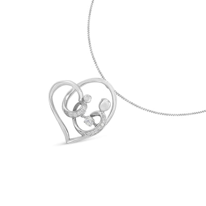 .925 Sterling Silver 1/6 cttw Diamond Heart Pendant Necklace (H-I, I1-I2) by Bids.com