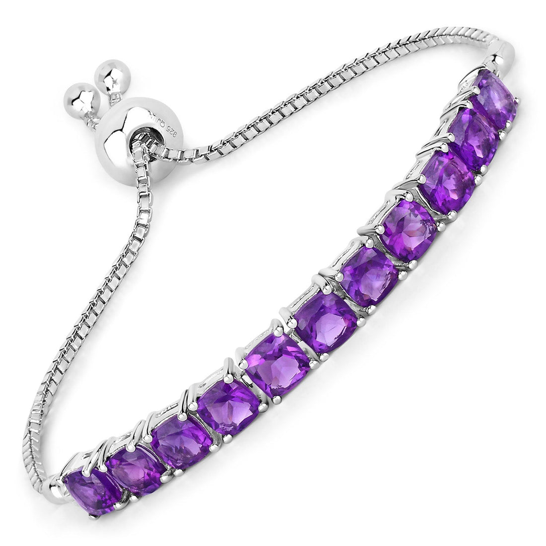 6.05 Carat Genuine Amethyst .925 Sterling Silver Bracelet by Bids.com