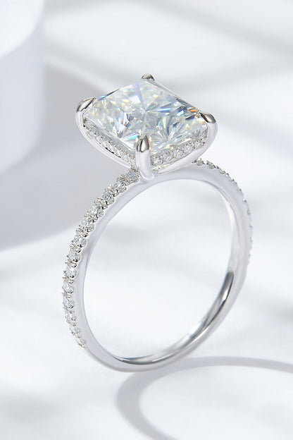 4 Carat Radiant-Cut Sparkala™ 4-Prong Side Stone Ring (Platinum Over Pure Sterling Silver) by Sparkala