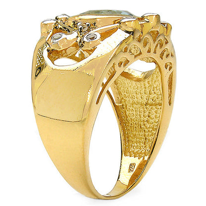 14K Yellow Gold Plated 3.42 Carat Genuine Blue Topaz &amp; White Topaz .925 Sterling Silver Ring by Bids.com