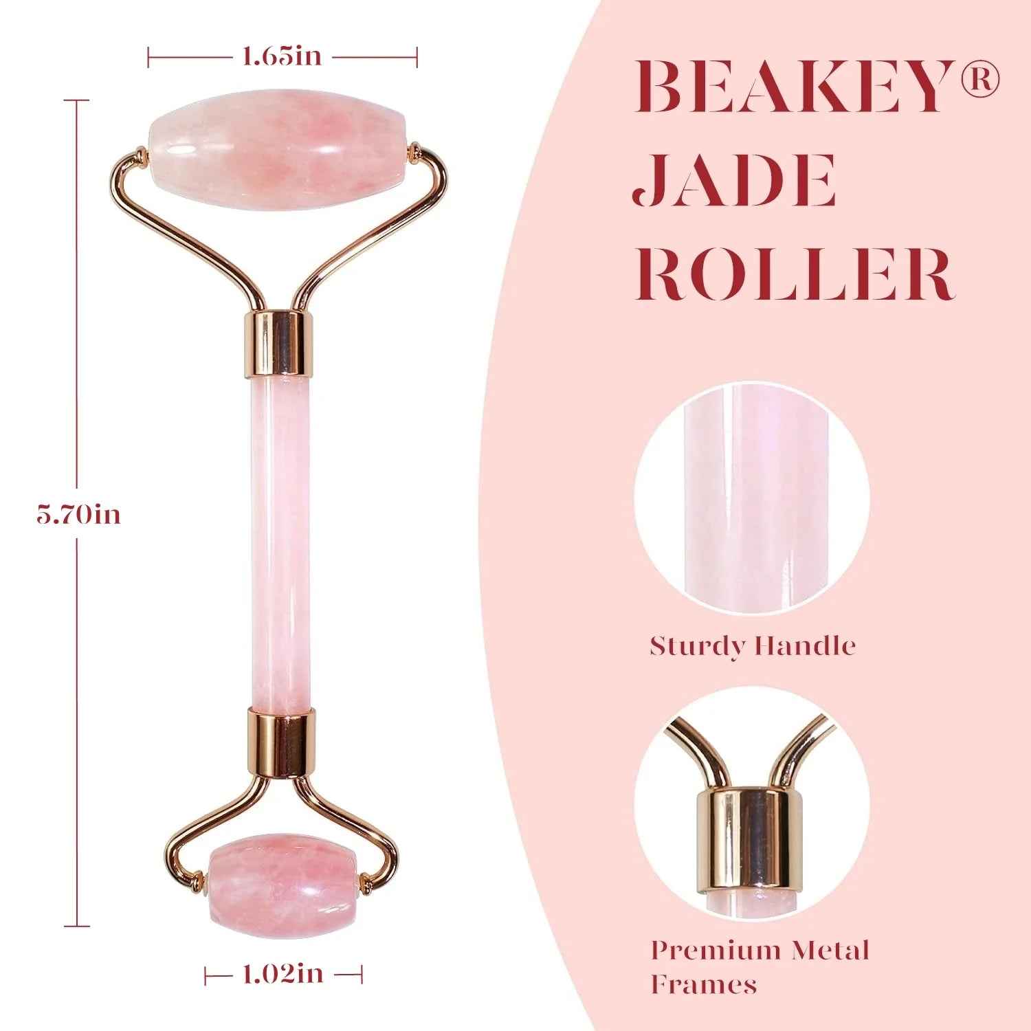 Jade Roller &amp; Gua Sha, Natural Jade Face Roller Gua Sha Facial Tools Skin Care Massager, Pink
