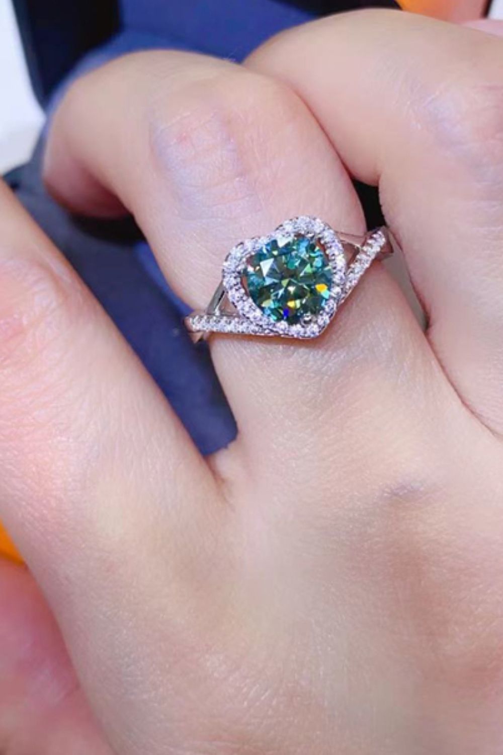Adored 1 Carat Yellow Green Sparkala™ Platinum Over Pure Sterling Silver Heart Ring by Sparkala