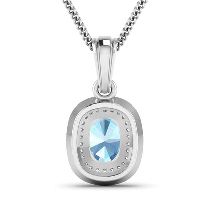 1.35 Carat Genuine Aquamarine and White Diamond 14K White Gold Pendant by Bids.com