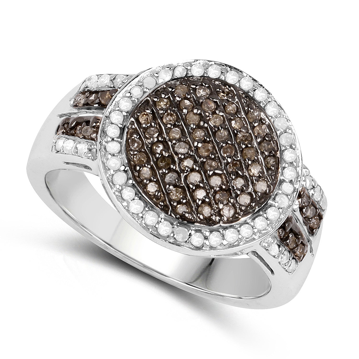 0.44 Carat Genuine Champagne Diamond and White Diamond .925 Sterling Silver Ring by Bids.com