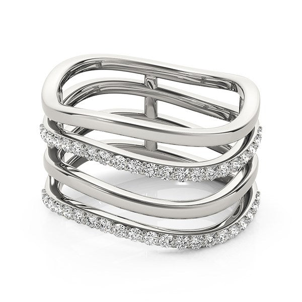 14k White Gold Multiple Band Design Ring with Diamonds (3/8 cttw) by Bids.com