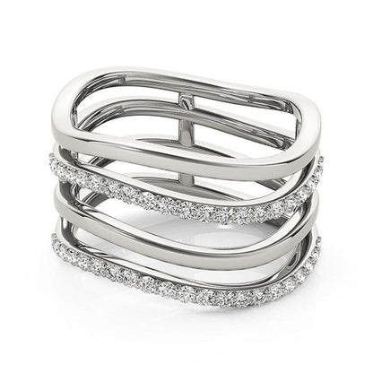 14k White Gold Multiple Band Design Ring with Diamonds (3/8 cttw) by Bids.com