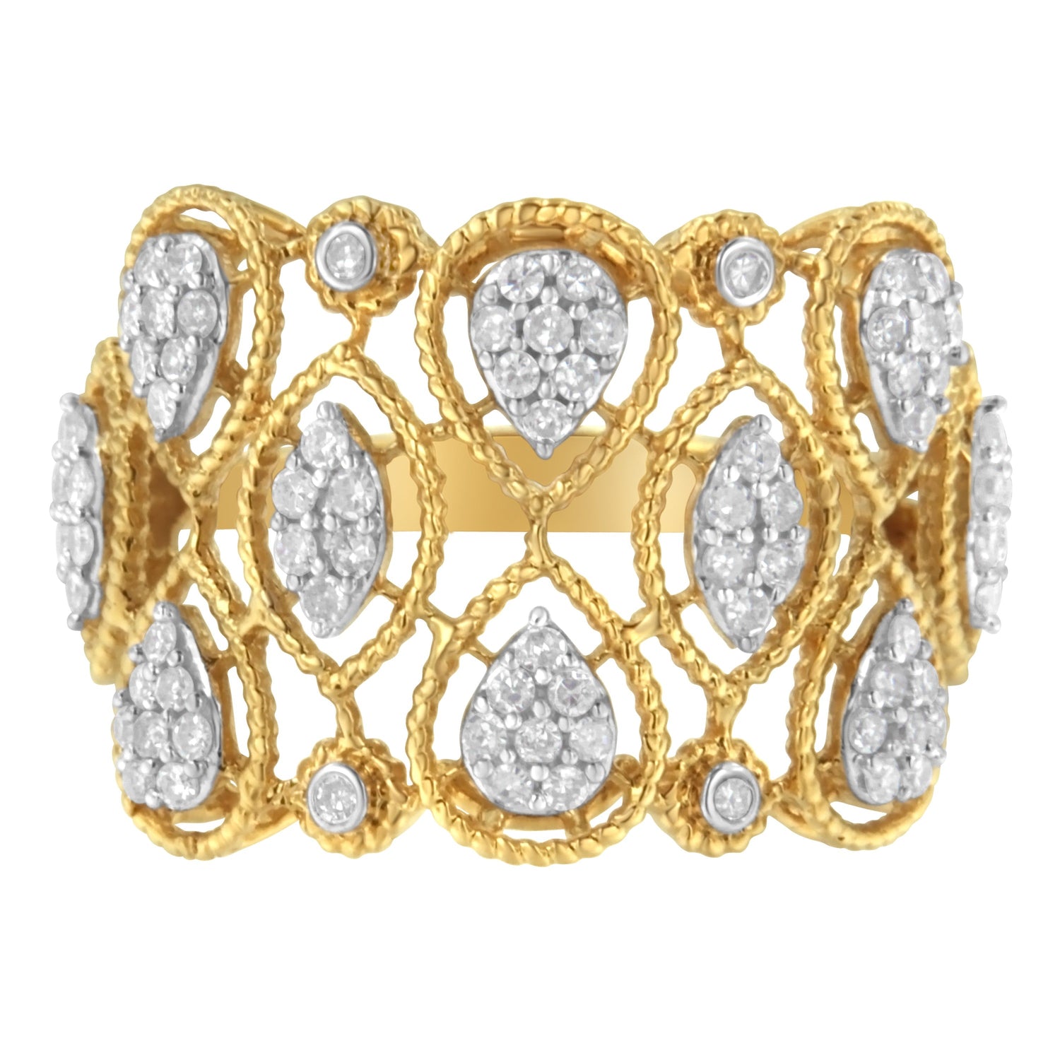 14K Yellow Gold Diamond Art Deco Ring (1/2 Cttw, H-I Color, I1 Clarity) - Size 7 by Bids.com