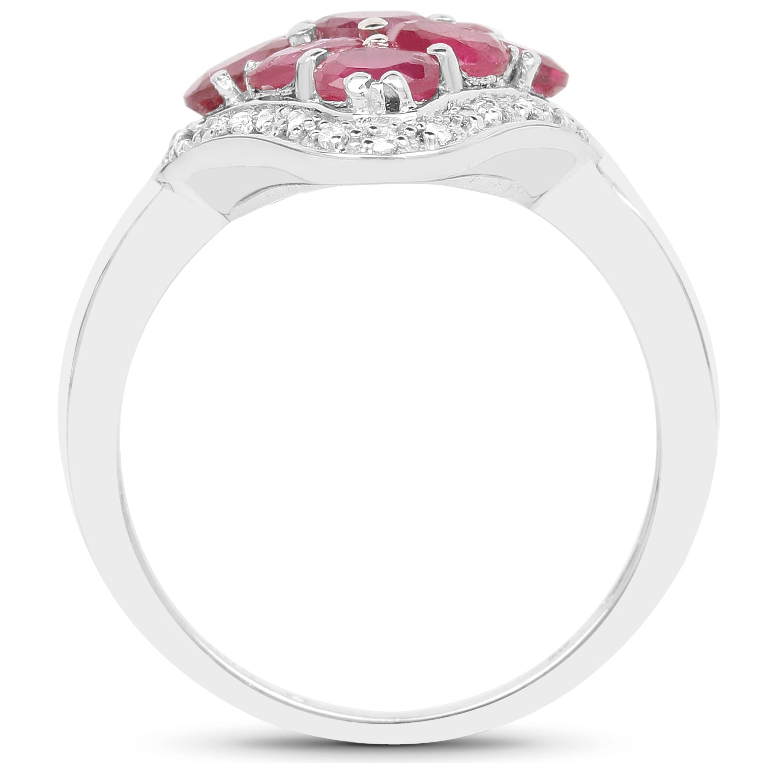 2.12 Carat Genuine Glass Filled Ruby &amp; White Zircon .925 Sterling Silver Ring by Bids.com