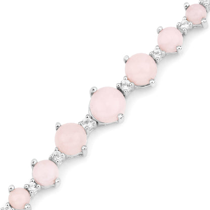 5.50 Carat Genuine Pink Opal and White Topaz .925 Sterling Silver Bracelet  DestGlow