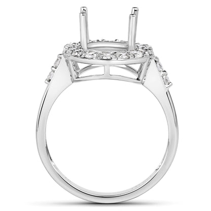 0.60 Carat Genuine White Diamond 14K White Gold Semi Mount Ring - holds 10x8mm Oval Gemstone by Bids.com