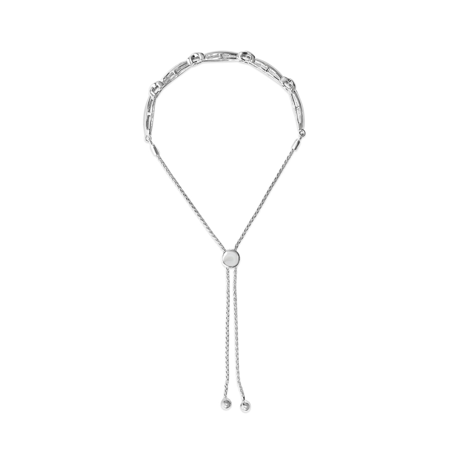 .925 Sterling Silver 1/10 Cttw Diamond X Link Bolo Bracelet (I-J Color, I2-I3 Clarity)  DestGlow