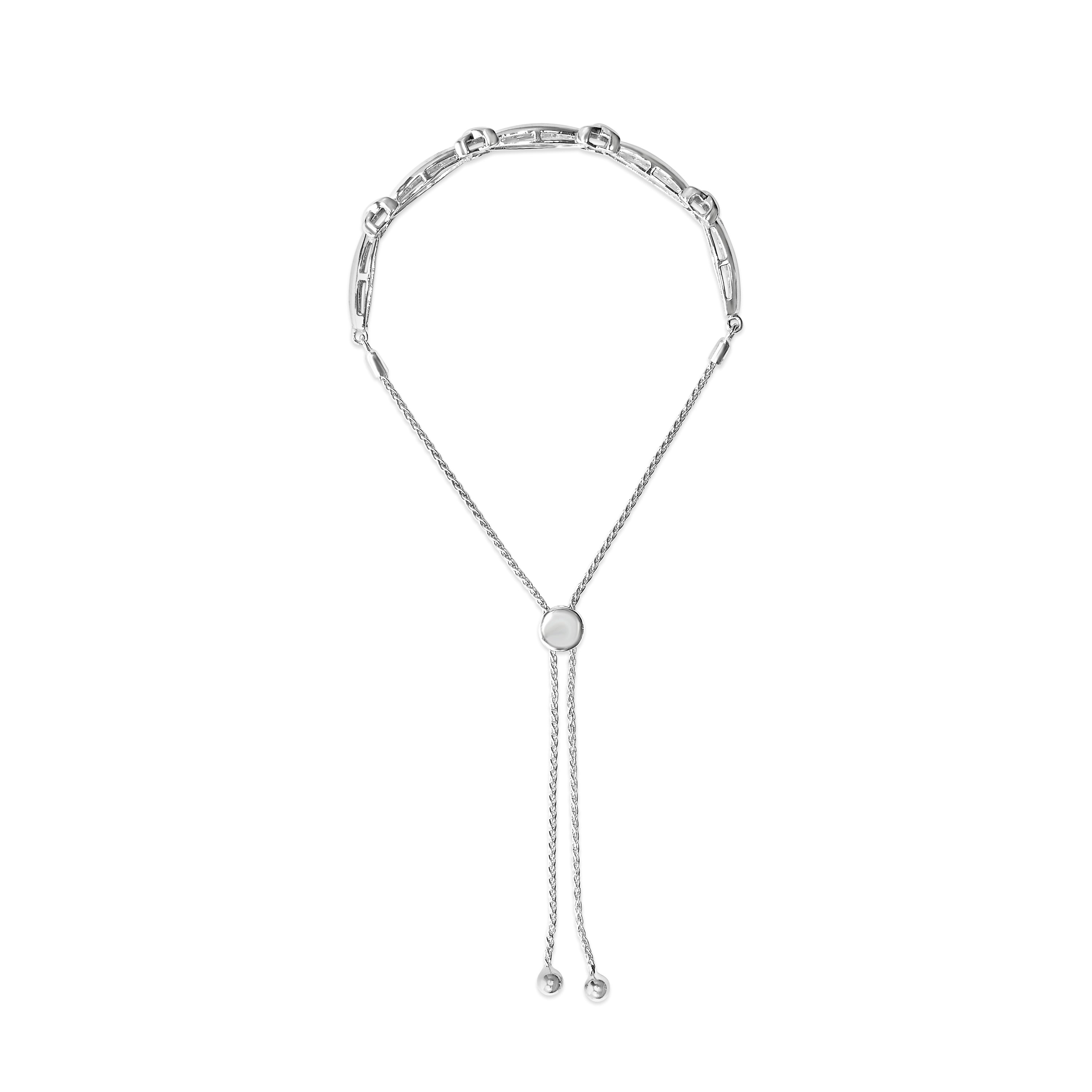 .925 Sterling Silver 1/10 Cttw Diamond X Link Bolo Bracelet (I-J Color, I2-I3 Clarity)  DestGlow