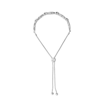 .925 Sterling Silver 1/10 Cttw Diamond X Link Bolo Bracelet (I-J Color, I2-I3 Clarity)  DestGlow