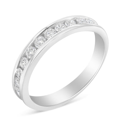 IGI Certified 1/2 Cttw Round Brilliant Cut Diamond 18K White Gold Channel Set Eternity Style Wedding Band Ring (H-I Color, I1-I2 Clarity) - Size 7 by Bids.com