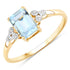 0.83 Carat Genuine Aquamarine and White Diamond 14K Yellow Gold Ring  DestGlow