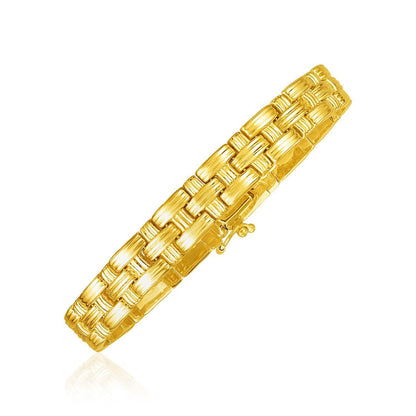 14k Yellow Gold Basket Weave Bracelet by Bids.com
