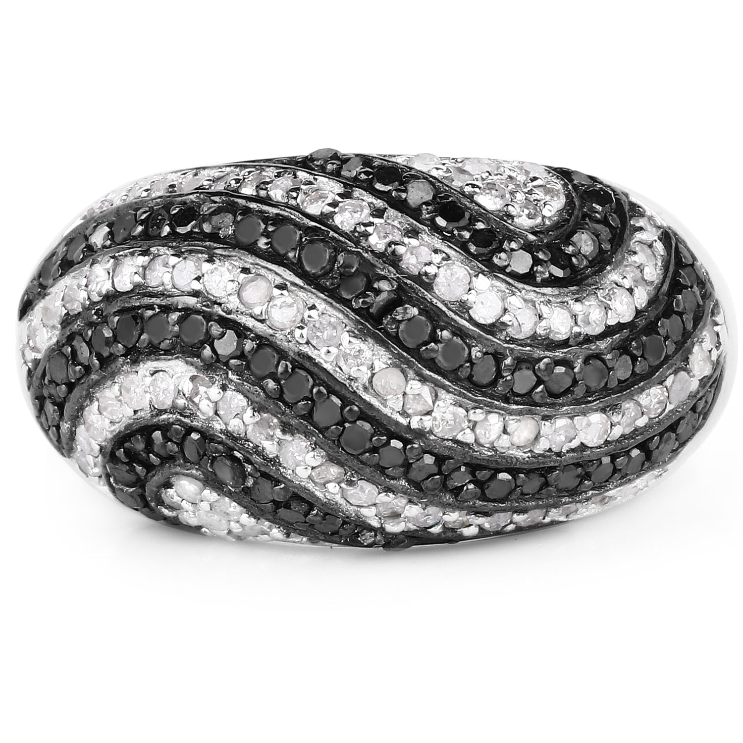 1.26 Carat Genuine Black Diamond and White Diamond .925 Sterling Silver Ring by Bids.com