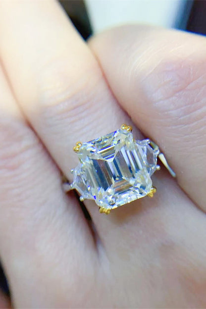 5 Carat Emerald-Cut Sparkala™ Platinum Over Pure Sterling Silver Ring by Sparkala