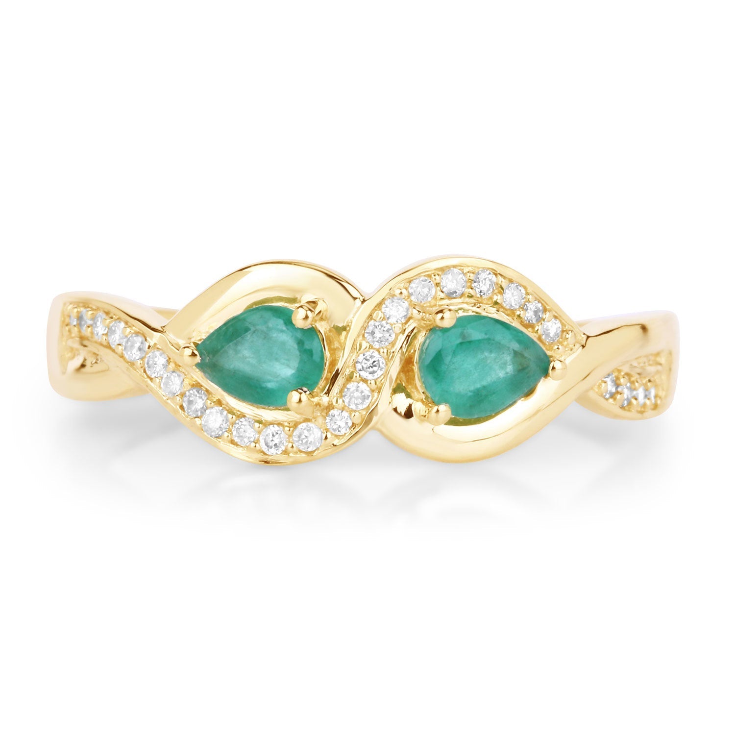 0.35 Carat Genuine Zambian Emerald and White Diamond 14K Yellow Gold Ring by Bids.com