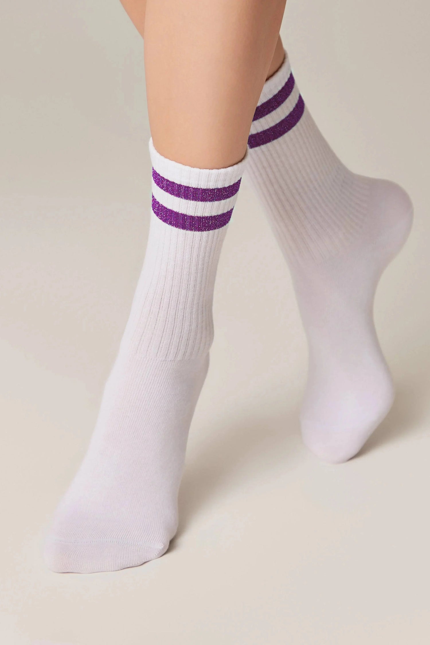 Conte Cotton Long Socks Active 157 - Lurex Stripes - DestGlow