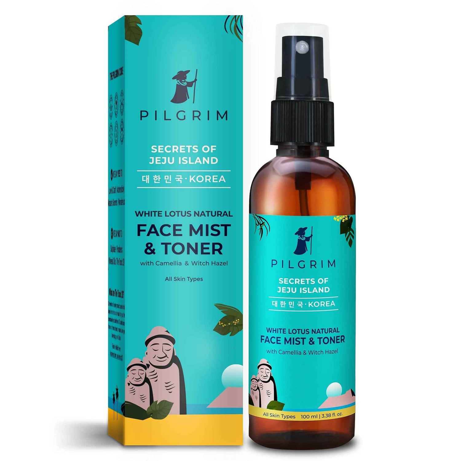 Pilgrim Korean Beauty White Lotus Refreshing Face Mist &amp; Toner With Camellia &amp; Witch Hazel For Glowing Skin